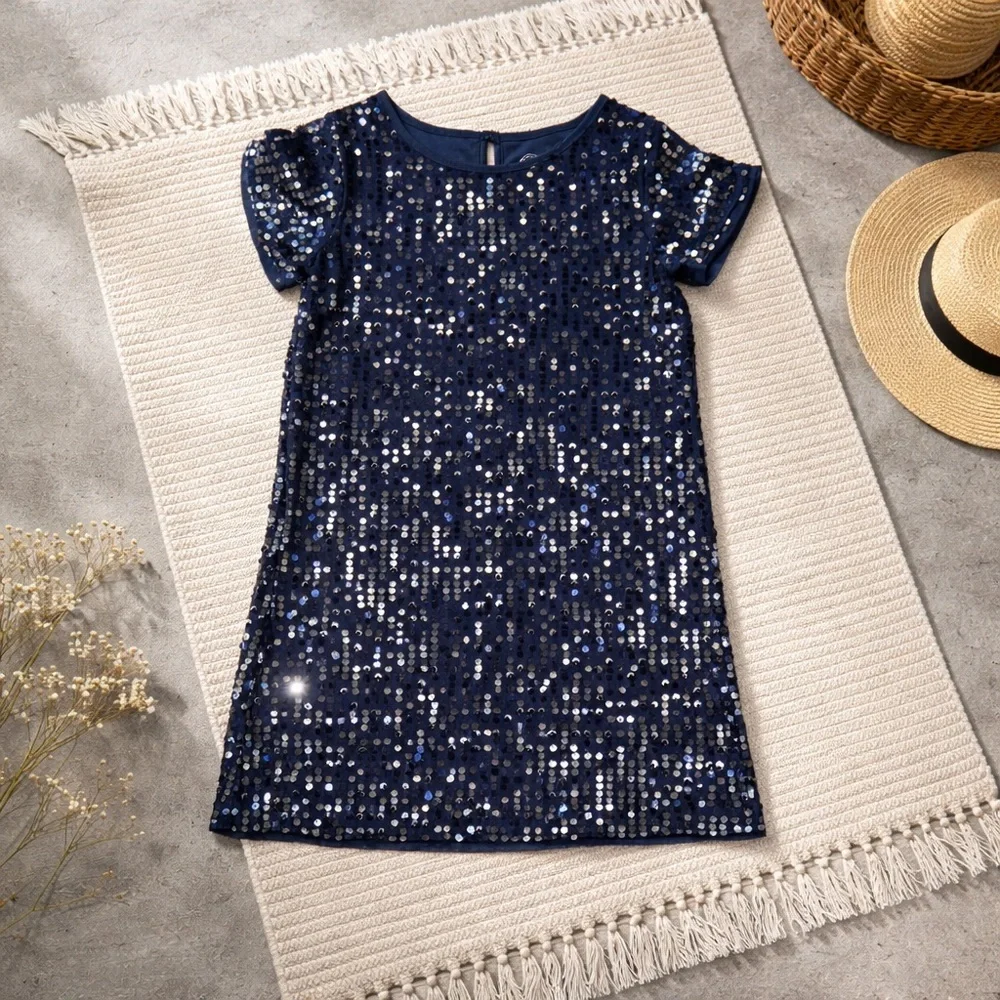 Wonder Nation Navy Sequin Party Dress Girls Size‎ L (10–12)